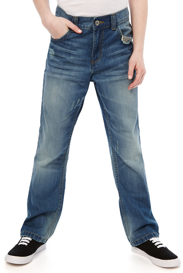 Pure Cotton Slim Fit Adjustable Waist Denim Jeans Image 1 of 1