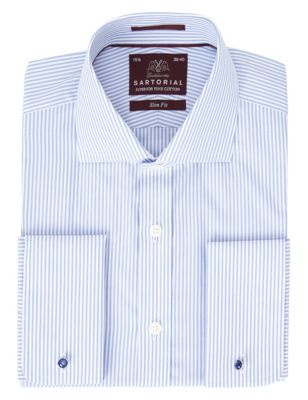 Pure Cotton Slim Fit Bengal Striped Shirt Image 1 of 1