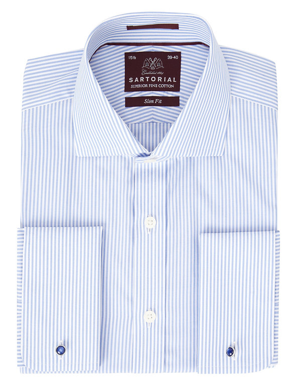Pure Cotton Slim Fit Bengal Striped Shirt Image 1 of 1