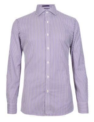 Pure Cotton Slim Fit Bengal Striped Shirt Image 2 of 6