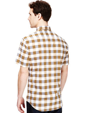Pure Cotton Slim Fit Bold Gingham Checked Shirt Image 2 of 3