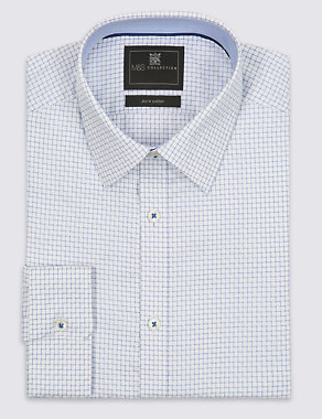 Pure Cotton Slim Fit Checked Shirt Image 2 of 4