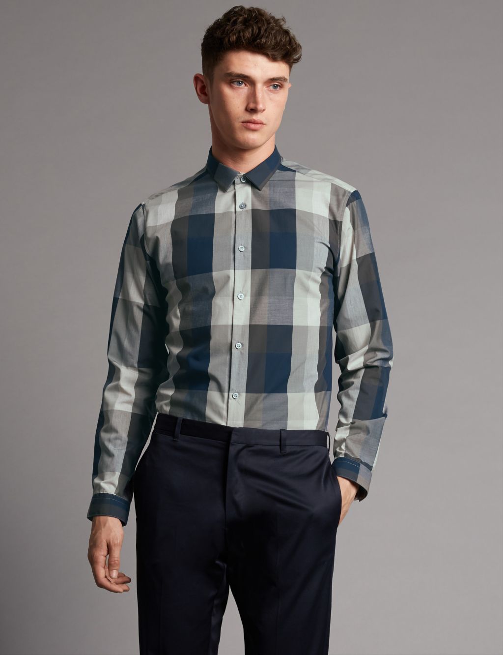 Pure Cotton Slim Fit Checked Shirt 3 of 4