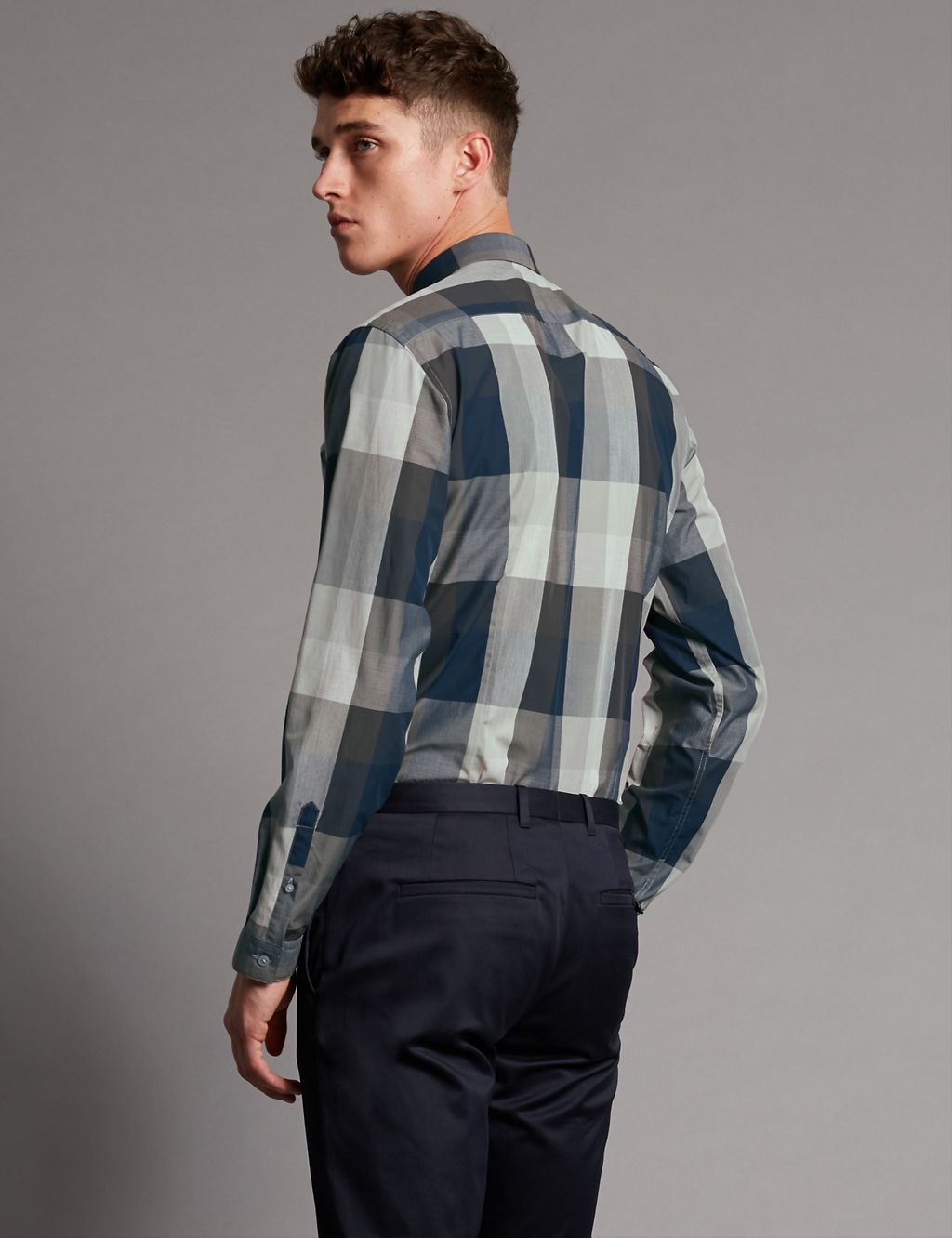 Pure Cotton Slim Fit Checked Shirt 2 of 4