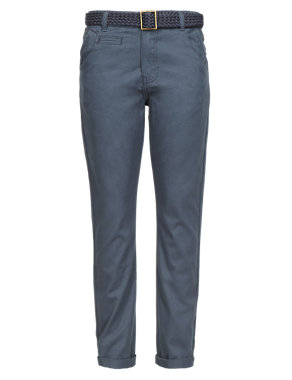 Pure Cotton Slim Fit Chinos with Belt Image 2 of 3