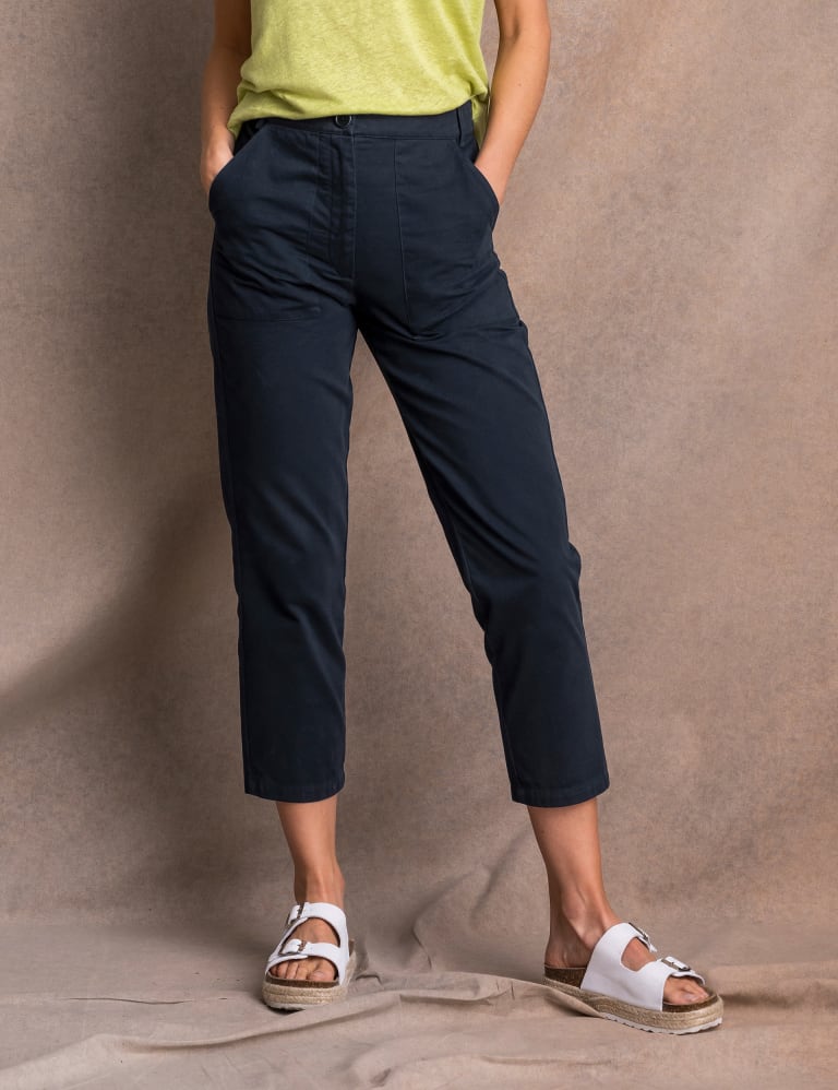 Pure Cotton Slim Fit Cropped Trousers