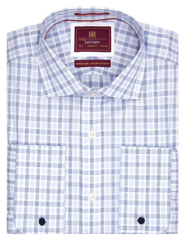 Pure Cotton Slim Fit Dobby Checked Shirt Image 1 of 1