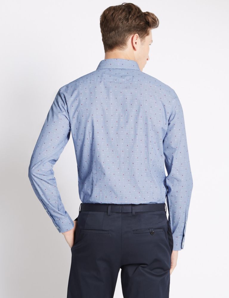Pure Cotton Slim Fit Dobby Spotted Shirt 3 of 5