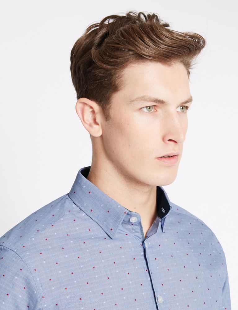 Pure Cotton Slim Fit Dobby Spotted Shirt 4 of 5