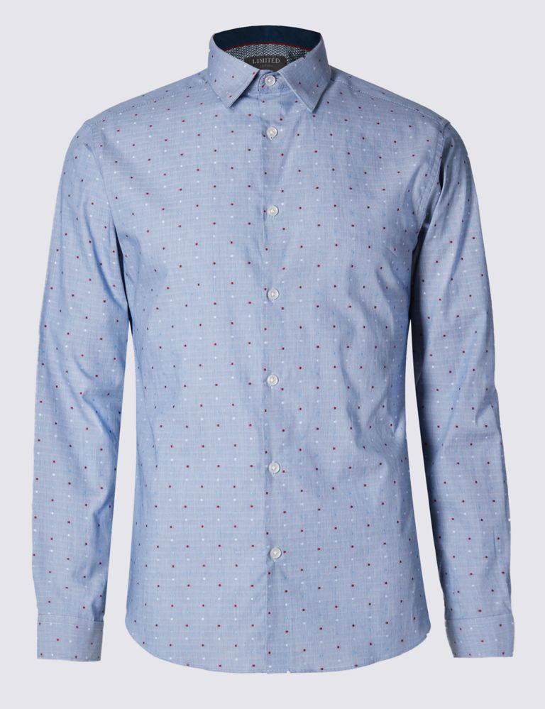 Pure Cotton Slim Fit Dobby Spotted Shirt 2 of 5