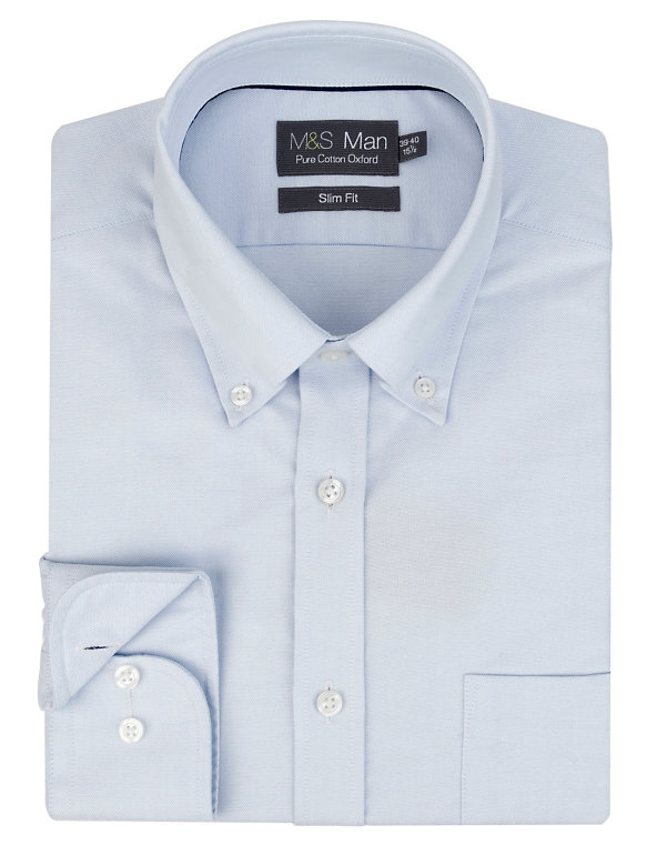 Pure Cotton Slim Fit Easy to Iron Oxford Shirt Image 1 of 1
