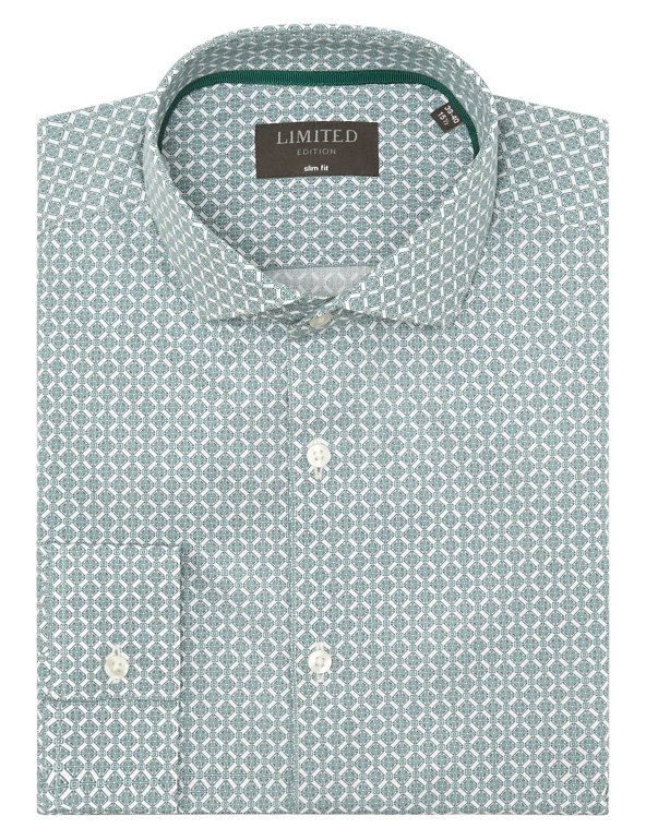 Pure Cotton Slim Fit Geometric Print Shirt Image 1 of 1