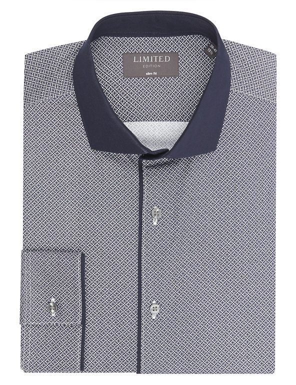 Pure Cotton Slim Fit Geometric Print Winchester Shirt Image 1 of 1
