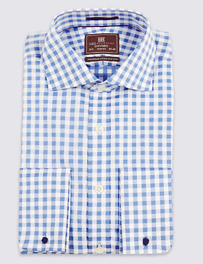 Pure Cotton Slim Fit Gingham Shirt Image 2 of 6
