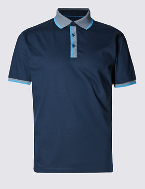 Pure Cotton Slim Fit Mercerised Polo Shirt Image 2 of 4