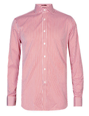 Pure Cotton Slim Fit Non-Iron Striped Shirt Image 2 of 6