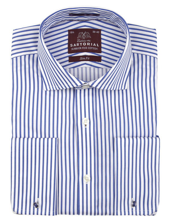 Pure Cotton Slim Fit Oxford Striped Shirt Image 1 of 1