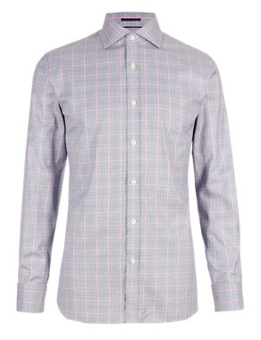 Pure Cotton Slim Fit Prince of Wales Checked Shirt Image 2 of 5