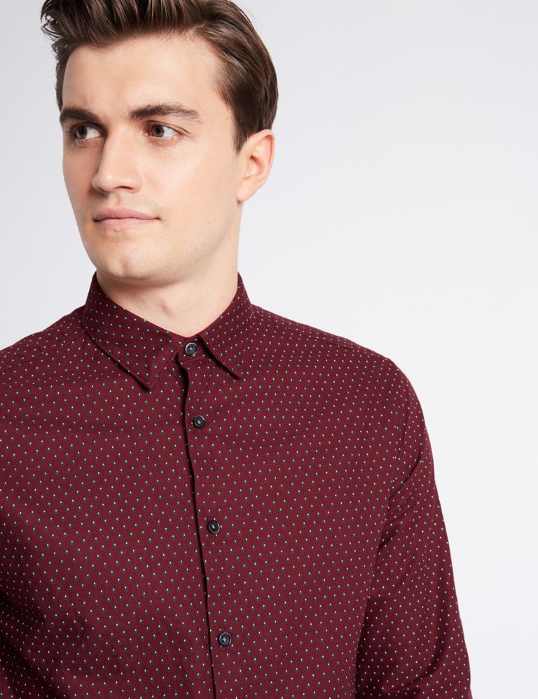 Pure Cotton Slim Fit Printed Oxford  Shirt 5 of 5