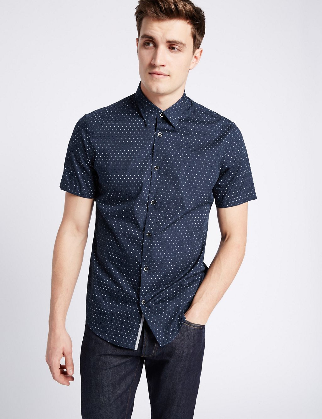 Pure Cotton Slim Fit Printed Shirt 3 of 3