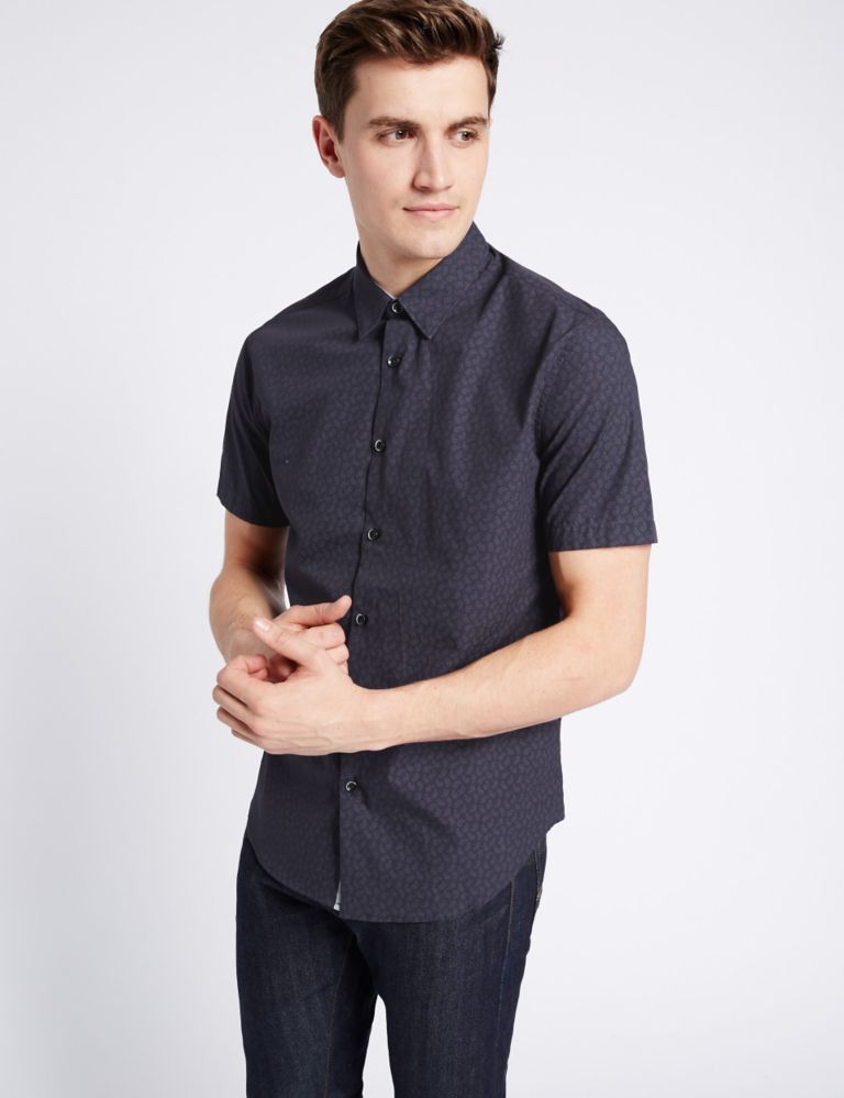 Pure Cotton Slim Fit Printed Shirt 1 of 3