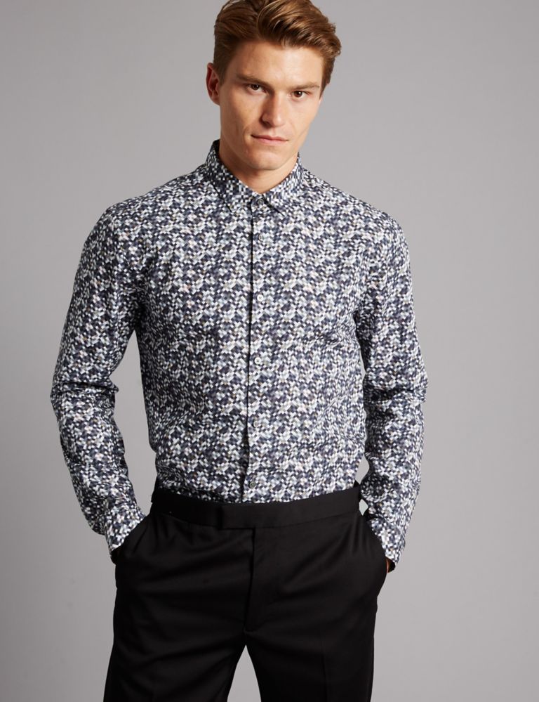 Pure Cotton Slim Fit Printed Shirt 1 of 4