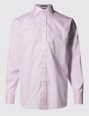 Pure Cotton Slim Fit Satin Checked Shirt Image 2 of 5