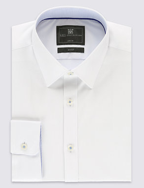 Pure Cotton Slim Fit Shirt with Stretch Image 2 of 5