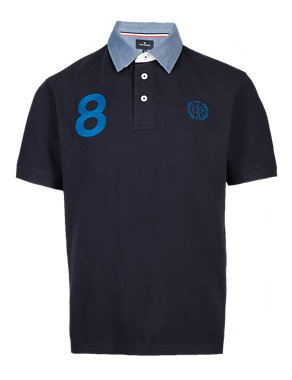 Pure Cotton Slim Fit Sports Polo Shirt Image 2 of 3
