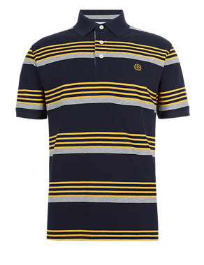 Pure Cotton Slim Fit Striped Polo Shirt Image 2 of 5