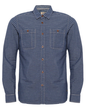 Pure Cotton Slim Fit Striped Shirt Image 2 of 5