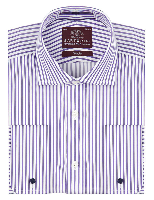 Pure Cotton Slim Fit Texture Striped Shirt Image 1 of 1