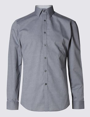 Pure Cotton Slim Fit Textured Dobby Shirt Image 2 of 5