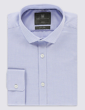 Pure Cotton Slim Fit Textured Shirt Image 2 of 5