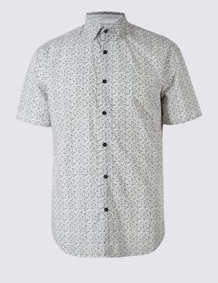Pure Cotton Slim Fit Textured Shirt Image 2 of 4