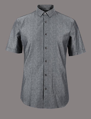 Pure Cotton Slim Fit Textured Shirt Image 2 of 4