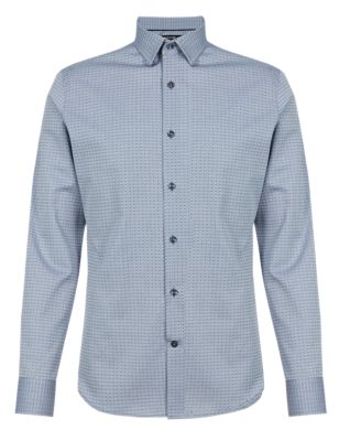 Pure Cotton Slim Fit Textured Shirt Image 2 of 3