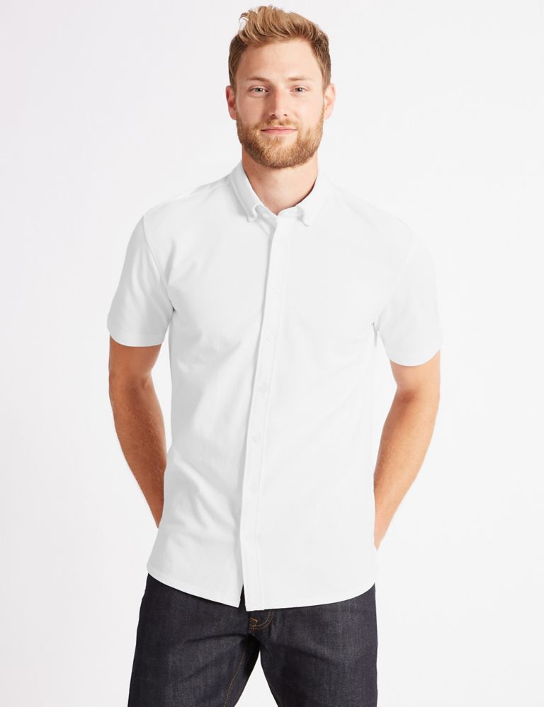 Pure Cotton Slim Fit Textured Shirt 1 of 4