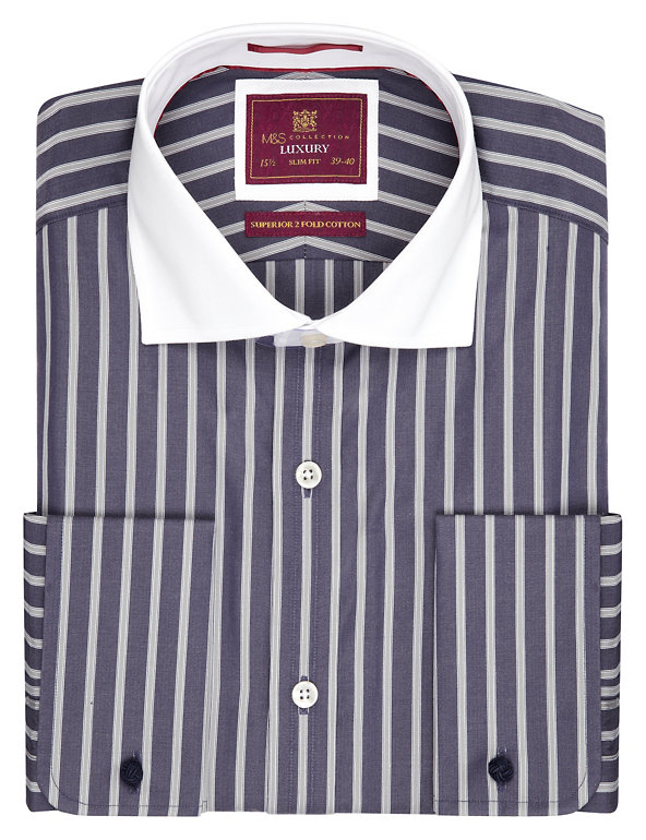 Pure Cotton Slim Fit Wide Bengal Striped Shirt Image 1 of 1
