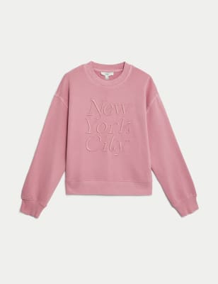 Pure Cotton Slogan Sweatshirt, M&S Collection