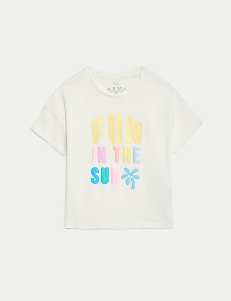 Pure Cotton Slogan T-Shirt (2-8 Yrs) 1 of 3