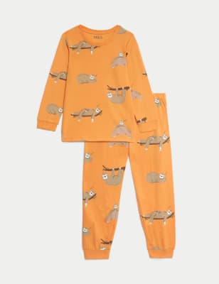 Pure Cotton Sloth Pyjamas (1-8 Yrs) Image 2 of 5