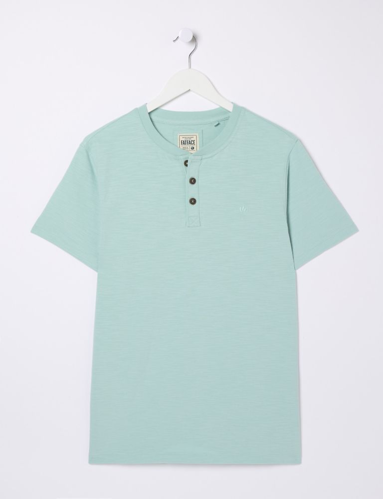 Pure Cotton Slub Henley T-Shirt 2 of 5