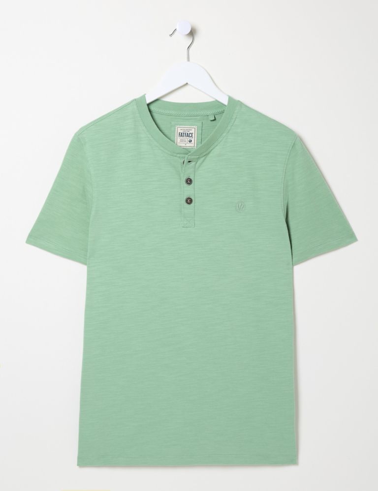 Pure Cotton Slub Henley T-Shirt 2 of 4