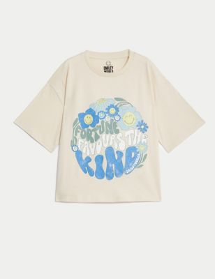 Pure Cotton SmileyWorld® Slogan Shirt (6-16 Yrs) Image 2 of 5