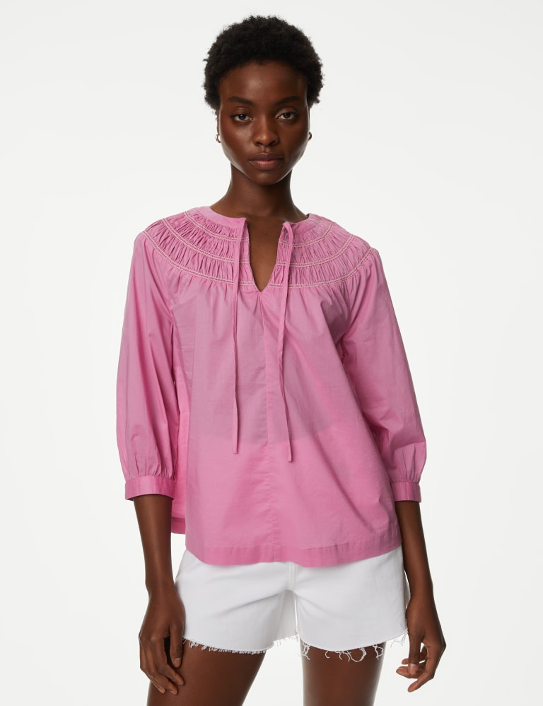 Smocked cotton top hot sale