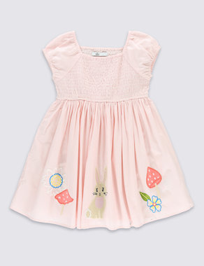 Pure Cotton Smocked Dress (1-7 Years) Image 2 of 3