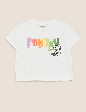 Pure Cotton Snoopy™ Funday Slogan T-Shirt (6-14 Yrs) Image 2 of 5