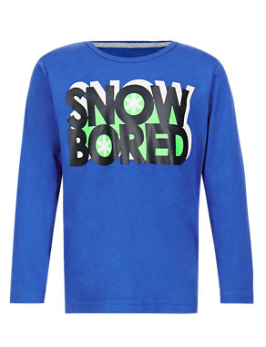 Pure Cotton Snow Bored T-Shirt (1-7 Years) Image 2 of 3