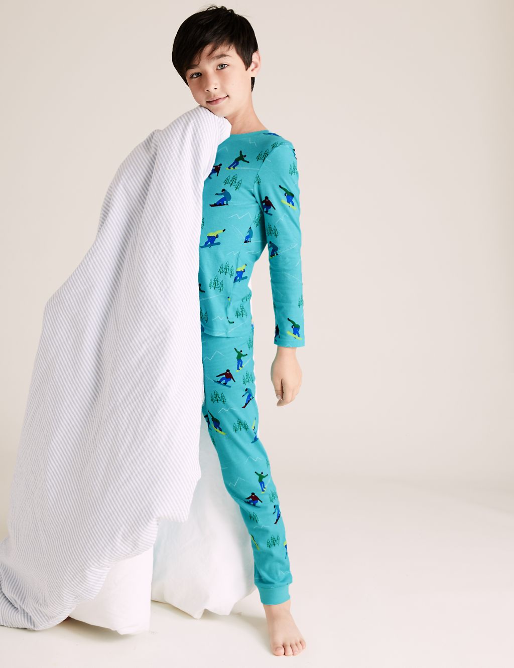 Pure Cotton Snowboarder Print Pyjama Set (6-16 Yrs) 3 of 5